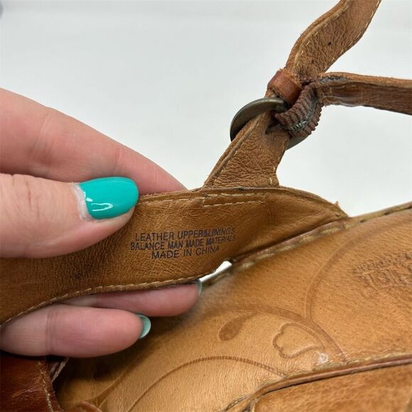Born Women's Chestnut Brown Leather Slingback Wedge Sandals Size 9 Comfort - Picture 14 of 14
